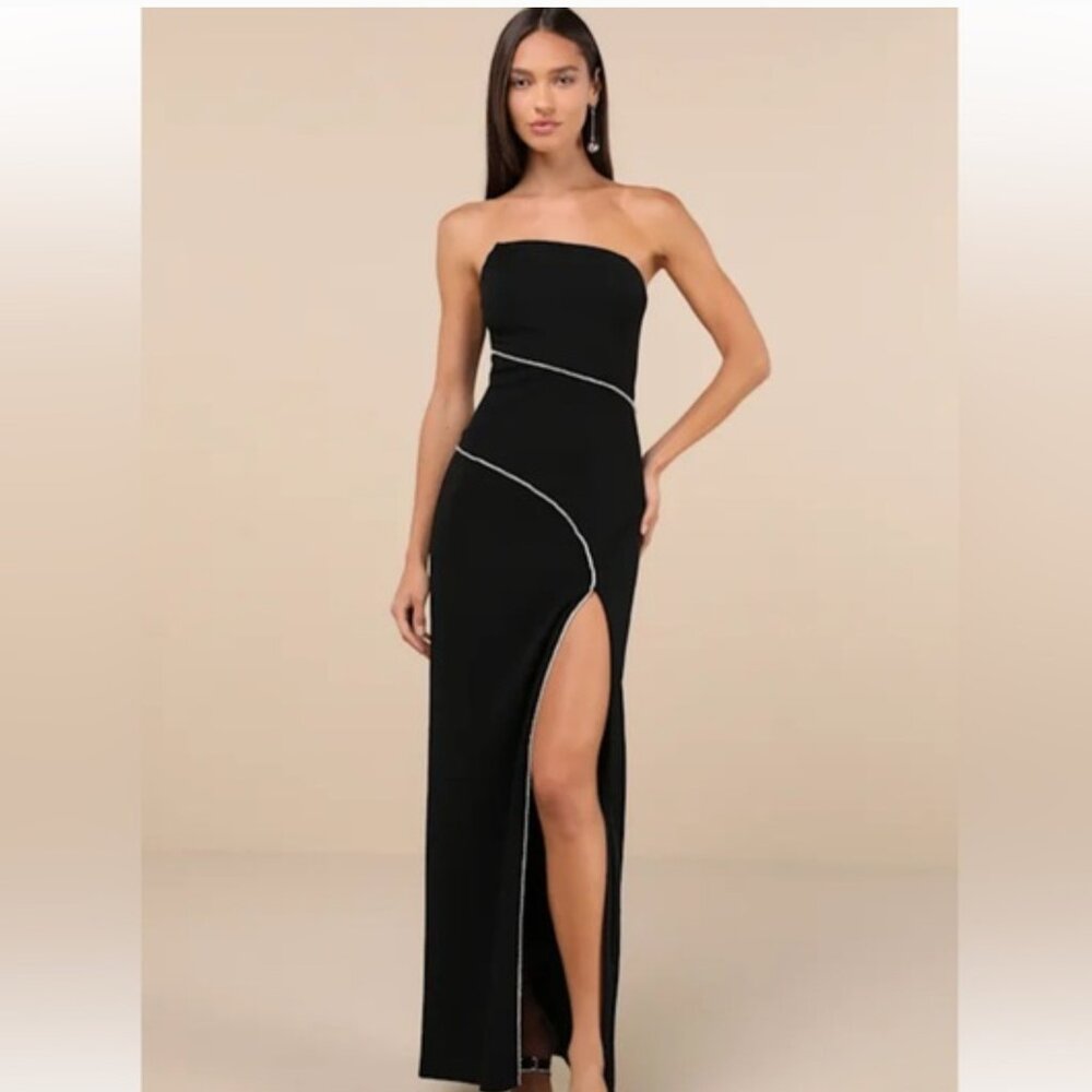 Black Evening Gown with Silver Accents